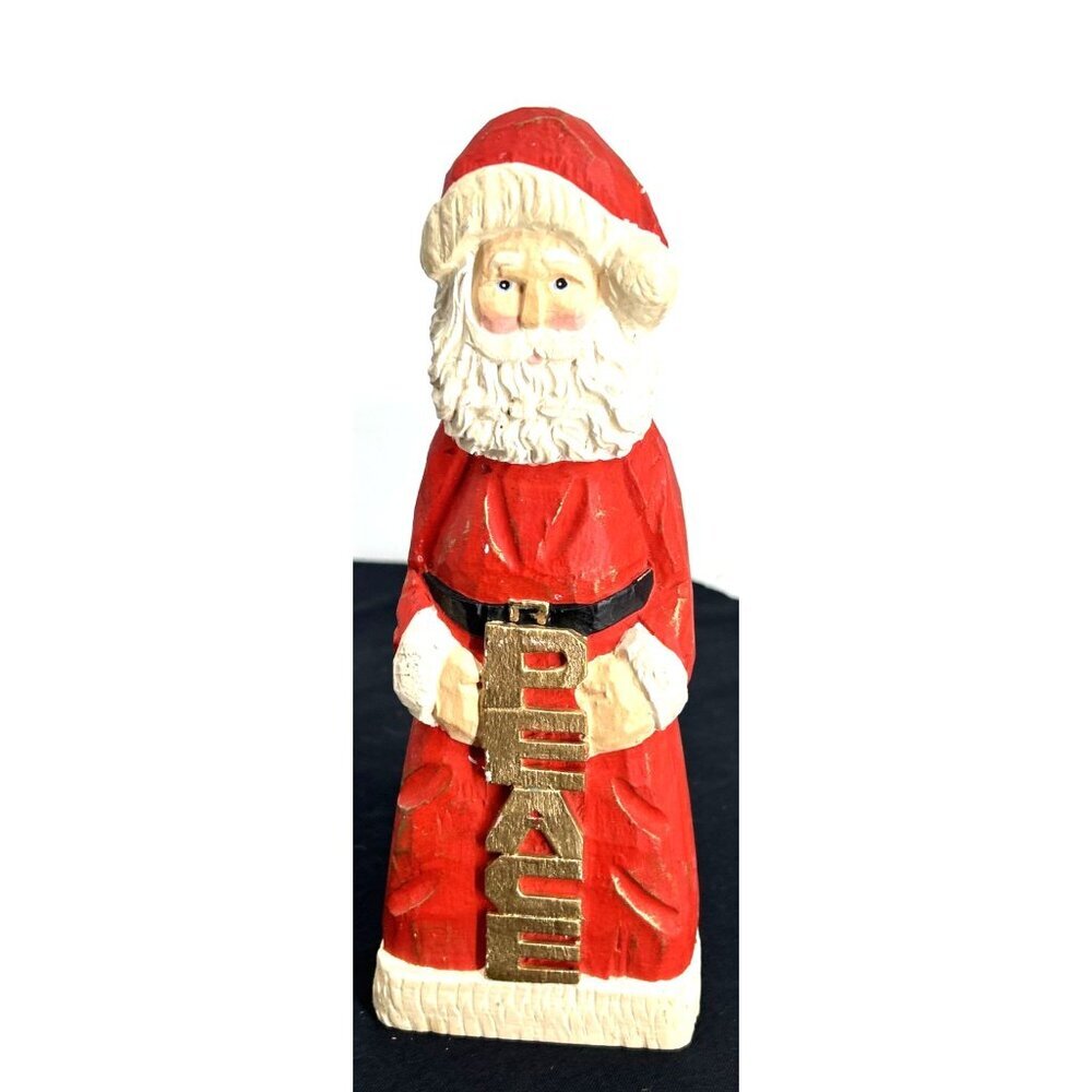 James Haddon Santa Hand Carved Wooden Folk Art Christmas 10.5" Signed